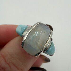 Moonstone & Larimar Ring